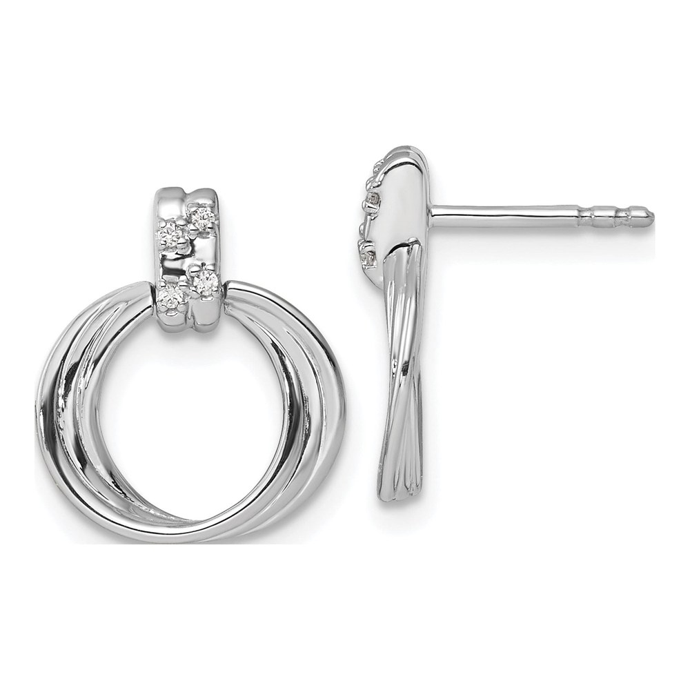 Sterling Silver Diamond Circle Dangle Earrings
