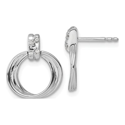 Sterling Silver Diamond Circle Dangle Earrings