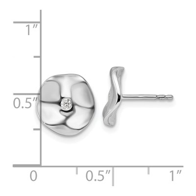 Sterling Silver 1/20 ct tw 1.8mm Round Diamond Wavy Disk Stud Earrings – view 4