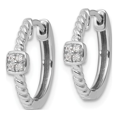 Sterling Silver 16mm Diamond Huggie Hoop Earrings – view 2