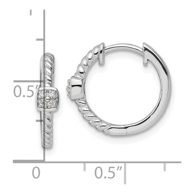 Sterling Silver 16mm Diamond Huggie Hoop Earrings – view 4