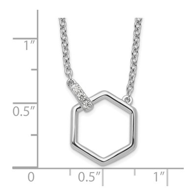 Sterling Silver Diamond Hexagon Necklace – view 5
