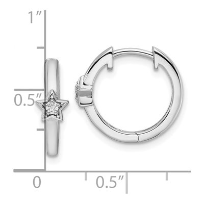 Sterling Silver 1/20 ct tw 16mm Diamond Star Huggie Hoop Earrings – view 4