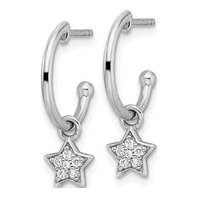 Sterling Silver 0.09 ct tw Diamond Star Dangle Earrings – view 3