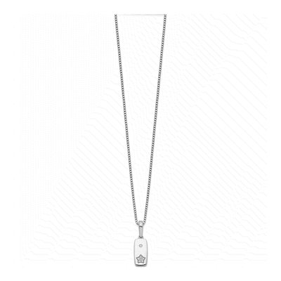 Sterling Silver 1/20 ct tw Diamond Star Tag Necklace – view 2