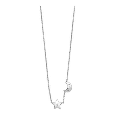 Sterling Silver 1/20 ct tw Diamond Star Moon Necklace – view 3