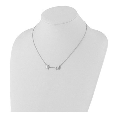 Sterling Silver 1/20 ct tw Diamond Star Moon Necklace – view 4