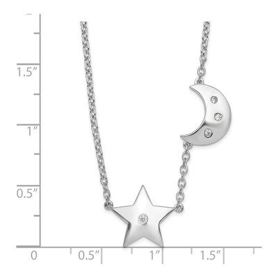 Sterling Silver 1/20 ct tw Diamond Star Moon Necklace – view 5