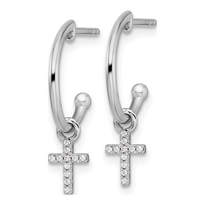 Sterling Silver 1/15 ct tw Diamond Cross Dangle Earrings – view 2