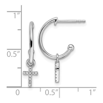 Sterling Silver 1/15 ct tw Diamond Cross Dangle Earrings – view 4