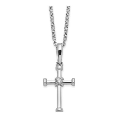 Sterling Silver Diamond Cross Necklace