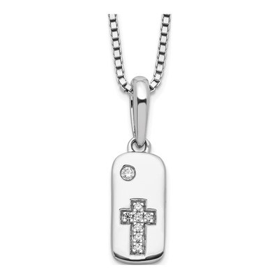 Sterling Silver 1/20 ct tw Diamond Cross Necklace