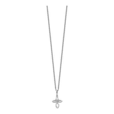 Sterling Silver Diamond Cross Heart Necklace – view 3