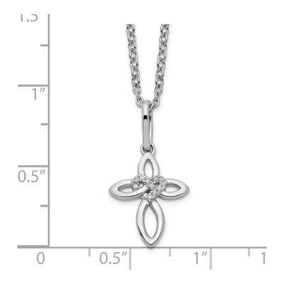 Sterling Silver Diamond Cross Heart Necklace – view 5
