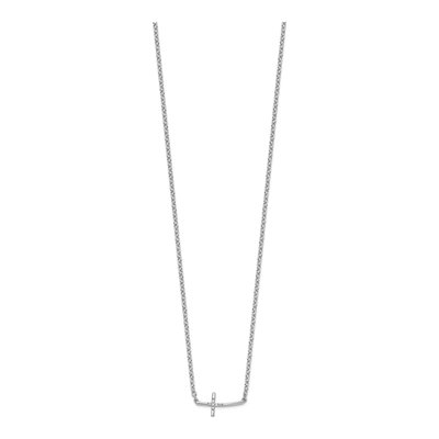 Sterling Silver Diamond Sideways Cross Necklace – view 3