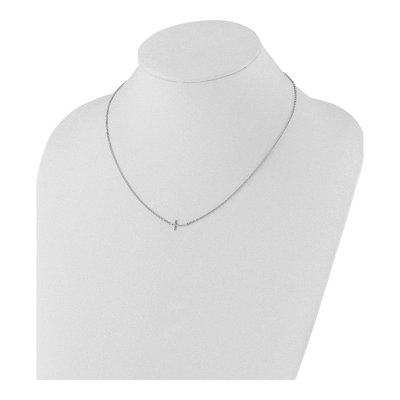 Sterling Silver Diamond Sideways Cross Necklace – view 4