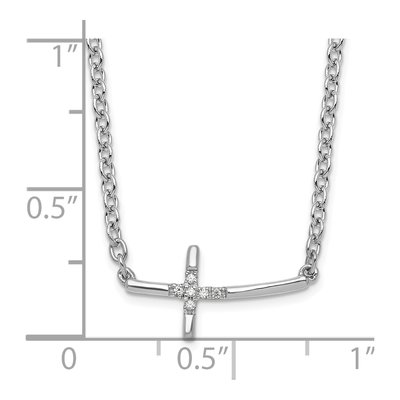 Sterling Silver Diamond Sideways Cross Necklace – view 5