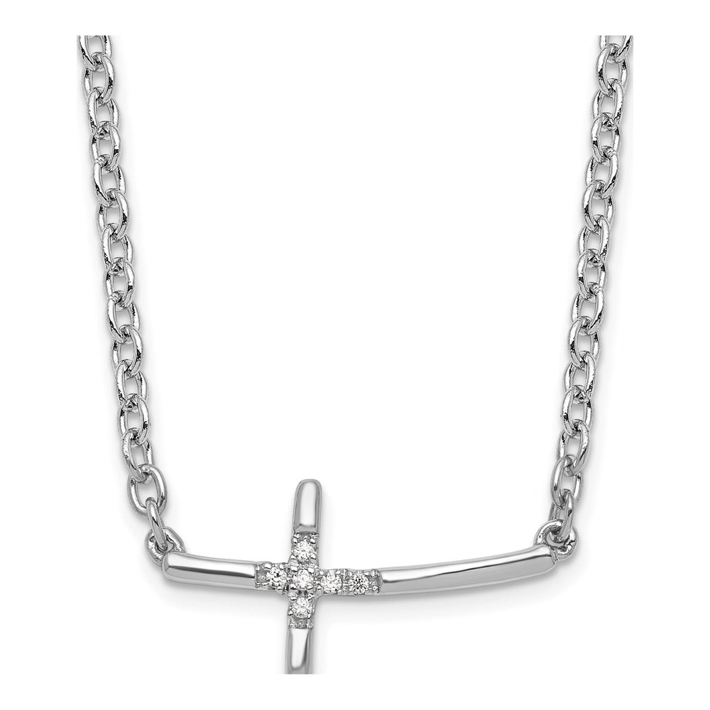 Sterling Silver Diamond Sideways Cross Necklace
