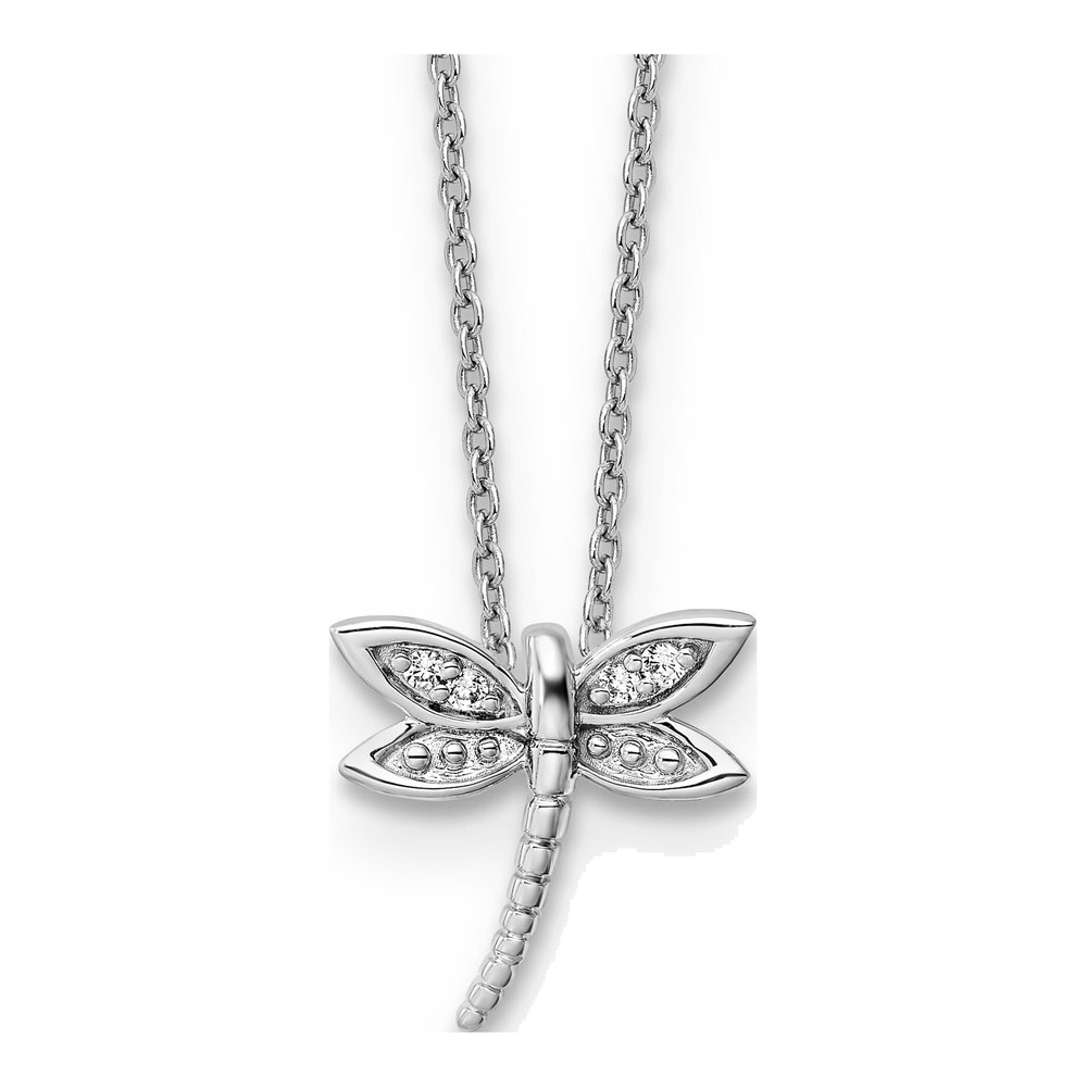 Sterling Silver Diamond Dragonfly Necklace, 18 In