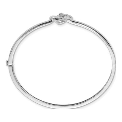 Sterling Silver 1/20 ct tw Diamond Love Knot Bangle Bracelet – view 3