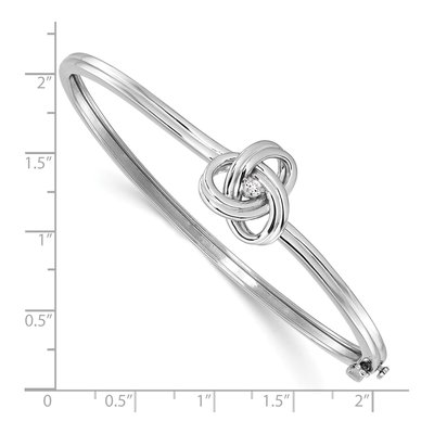 Sterling Silver 1/20 ct tw Diamond Love Knot Bangle Bracelet – view 4