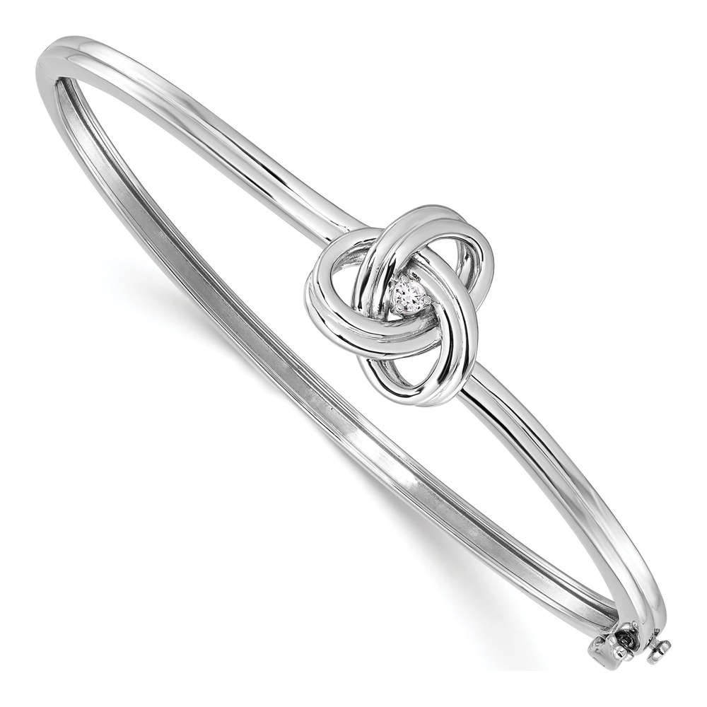 Sterling Silver 1/20 ct tw Diamond Love Knot Bangle Bracelet
