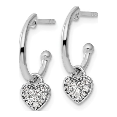 Sterling Silver 1/8 ct tw Diamond Heart Dangle Earrings – view 3