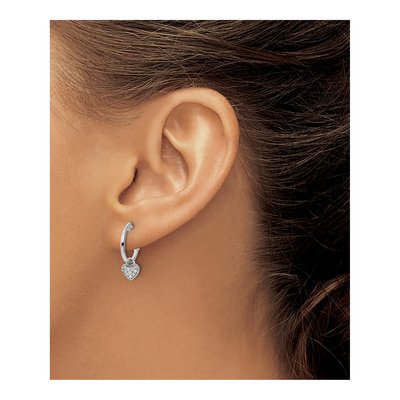 Sterling Silver 1/8 ct tw Diamond Heart Dangle Earrings – view 4