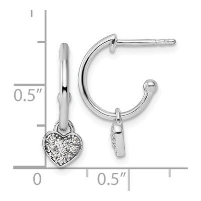 Sterling Silver 1/8 ct tw Diamond Heart Dangle Earrings – view 5