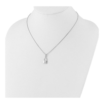 Sterling Silver Diamond Heart Lock Necklace – view 4