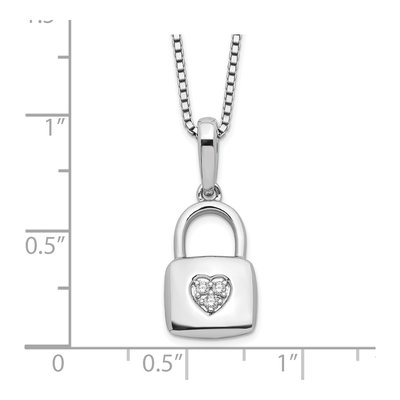 Sterling Silver Diamond Heart Lock Necklace – view 5