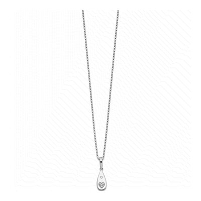 Sterling Silver 1/20 ct tw Diamond Heart Teardrop Necklace – view 3