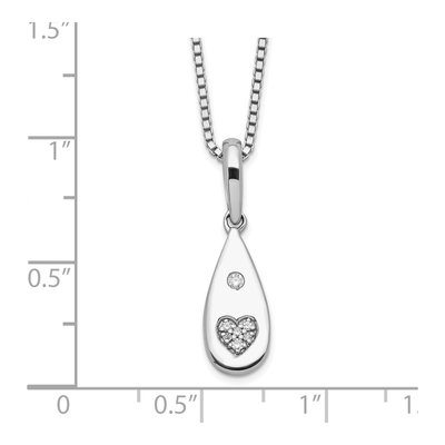 Sterling Silver 1/20 ct tw Diamond Heart Teardrop Necklace – view 5