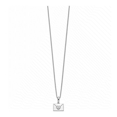 Sterling Silver Diamond Heart Envelope Necklace – view 3