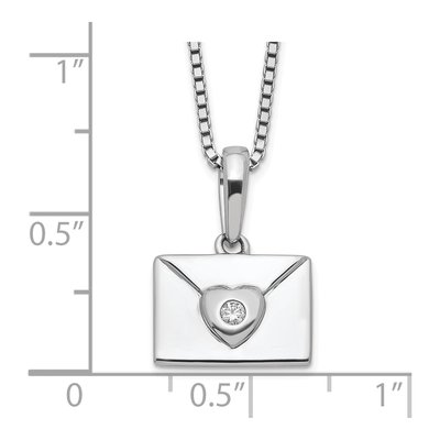 Sterling Silver Diamond Heart Envelope Necklace – view 5