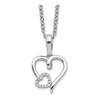 Sterling Silver Diamond Hearts Necklace
