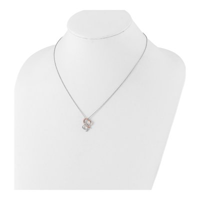 Sterling Silver Diamond Hearts Necklace – view 4