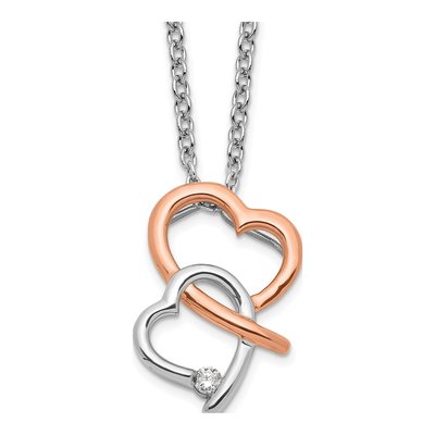 Sterling Silver Diamond Hearts Necklace