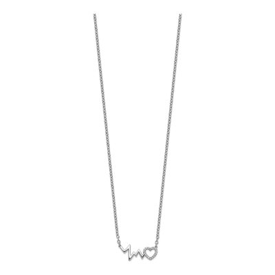 Sterling Silver 1/20 ct tw Diamond Heart Heartbeat Necklace – view 3