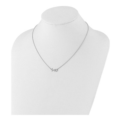 Sterling Silver 1/20 ct tw Diamond Heart Heartbeat Necklace – view 4