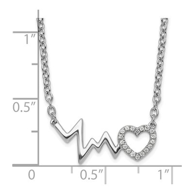 Sterling Silver 1/20 ct tw Diamond Heart Heartbeat Necklace – view 5