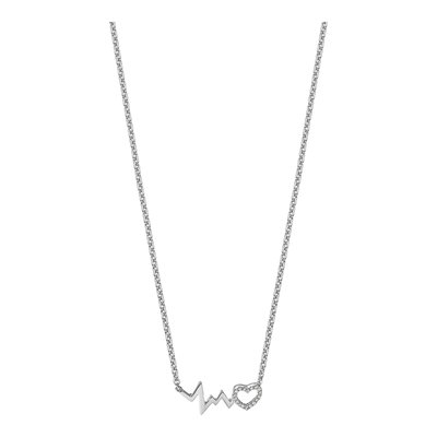 Sterling Silver 1/20 ct tw Diamond Heart Heartbeat Necklace – view 6