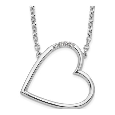 Sterling Silver Diamond Sideways Heart Necklace