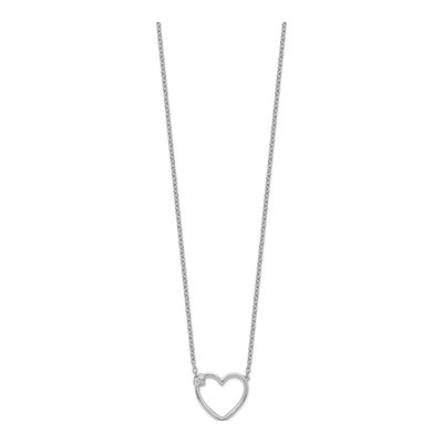 Sterling Silver Diamond Open Heart Necklace – view 2