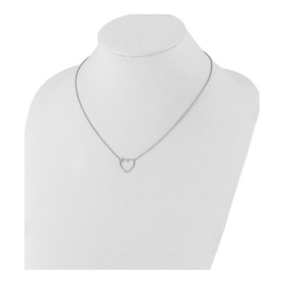 Sterling Silver Diamond Open Heart Necklace – view 3