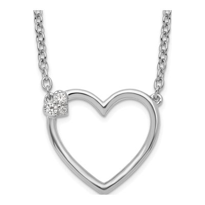 Sterling Silver Diamond Open Heart Necklace