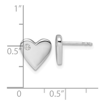 Sterling Silver 1.6mm Round Diamond Heart Stud Earrings – view 4