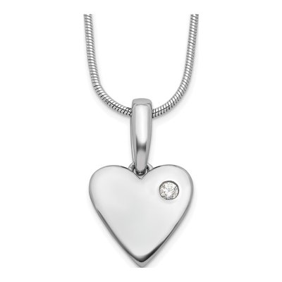 Sterling Silver Diamond Heart Necklace