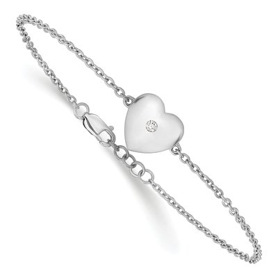 Sterling Silver Diamond Heart Bracelet – view 3