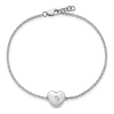 Sterling Silver Diamond Heart Bracelet – view 4